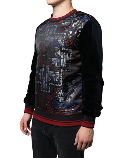 Dolce & Gabbana Multicolor Jacquard Crew Neck Sweatshirt Sweater In Multicolor