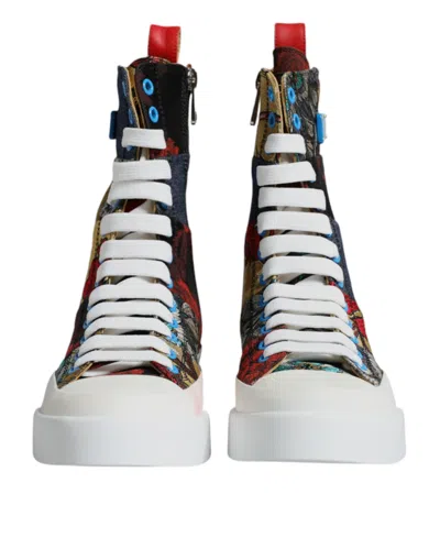 Pre-owned Dolce & Gabbana Multicolor Patchwork High Top Sneakers Women's Shoes ()