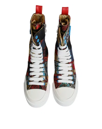 Pre-owned Dolce & Gabbana Multicolor Patchwork High Top Sneakers Women's Shoes ()