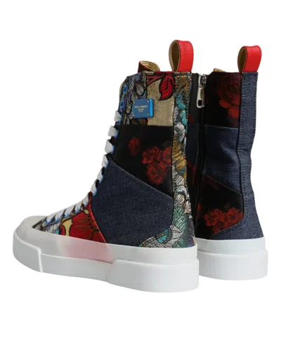 Pre-owned Dolce & Gabbana Multicolor Patchwork High Top Sneakers Women's Shoes ()