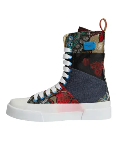 Pre-owned Dolce & Gabbana Multicolor Patchwork High Top Sneakers Women's Shoes ()