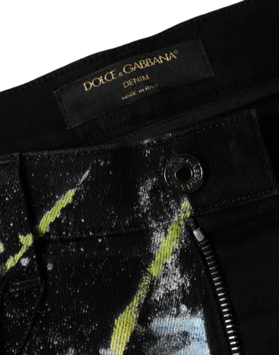 Dolce & Gabbana Multicolor Splatter Paint Cotton Skinny Denim Jeans In Multicolor