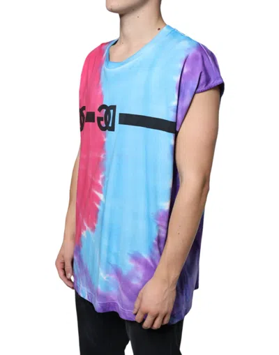 Dolce & Gabbana Multicolor Tie Dye Cotton Sleeveless T-shirt In Multicolor