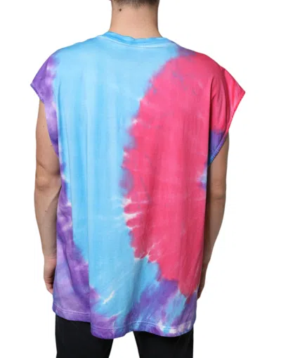 Dolce & Gabbana Multicolor Tie Dye Cotton Sleeveless T-shirt In Multicolor