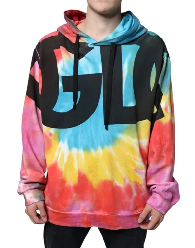 Dolce & Gabbana Multicolor Tie Dye Hooded Sweatshirt Sweater In Multicolor