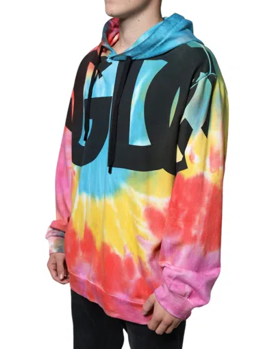 Dolce & Gabbana Multicolor Tie Dye Hooded Sweatshirt Sweater In Multicolor