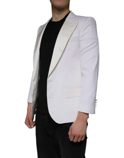 Dolce & Gabbana Off White Wool Single Breasted Dress Blazer In Off White