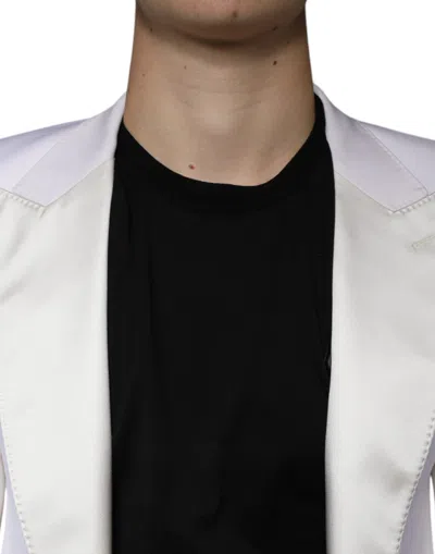 Dolce & Gabbana Off White Wool Single Breasted Dress Blazer In Off White