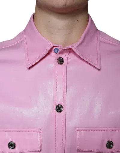 Dolce & Gabbana Pink Cotton Collared Button Down Shirt In Pink