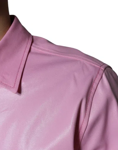 Dolce & Gabbana Pink Cotton Collared Button Down Shirt In Pink