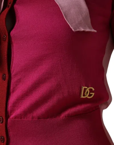 Pre-owned Dolce & Gabbana Pink Short Sleeves Pullover Ascot Collar Women's Top ()