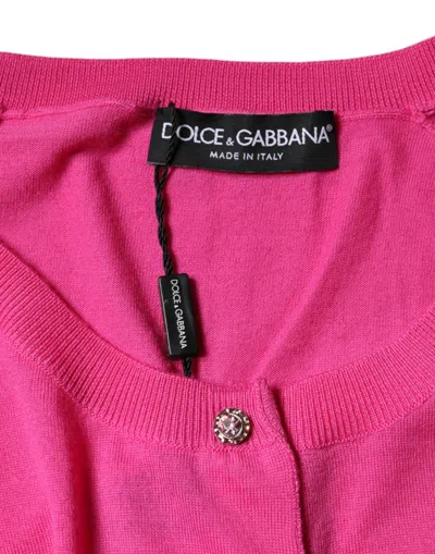 Dolce & Gabbana Pink Wool Button Down Short Sleeve Blouse Top In Pink