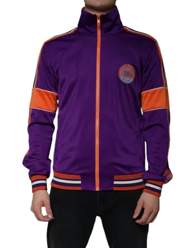 Dolce & Gabbana Purple Polyester Full Zip Long Sleeve Sweater In Purple