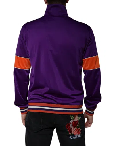 Dolce & Gabbana Purple Polyester Full Zip Long Sleeve Sweater In Purple