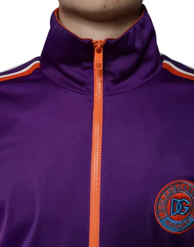 Dolce & Gabbana Purple Polyester Full Zip Long Sleeve Sweater In Purple