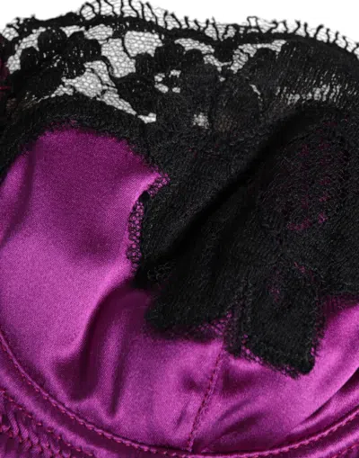 Dolce & Gabbana Purple Silk Underwired Balconette Bra Underwear In Purple