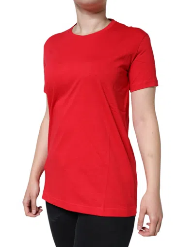 Dolce & Gabbana Red Cotton Crew Neck Short Sleeve Tee Women's T-shirt In Red