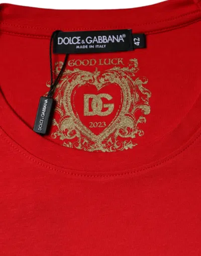 Dolce & Gabbana Red Cotton Crew Neck Short Sleeve Tee Women's T-shirt In Red