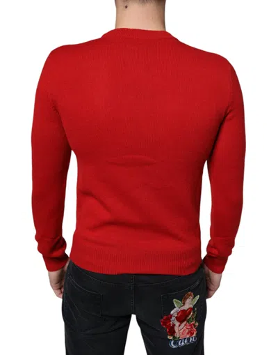 Dolce & Gabbana I'm The King Wool Crew Neck Sweatshirt Men's Sweater In Red