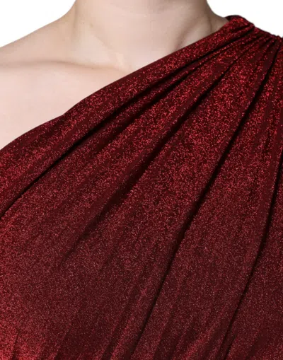 Dolce & Gabbana Red One Shoulder Pleated A-line Mini Dress In Red