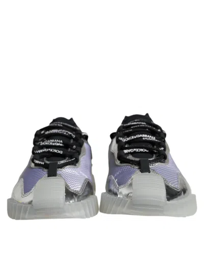 Pre-owned Dolce & Gabbana Silver Black Nylon Ns1 Low Top Sneakers Men's Shoes () In Black | Silver