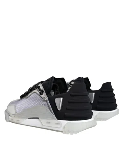 Pre-owned Dolce & Gabbana Silver Black Nylon Ns1 Low Top Sneakers Men's Shoes () In Black | Silver