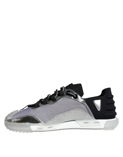 Pre-owned Dolce & Gabbana Silver Black Nylon Ns1 Low Top Sneakers Men's Shoes () In Black | Silver