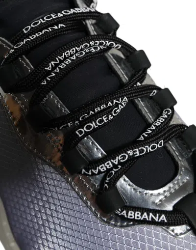 Pre-owned Dolce & Gabbana Silver Black Nylon Ns1 Low Top Sneakers Men's Shoes () In Black | Silver