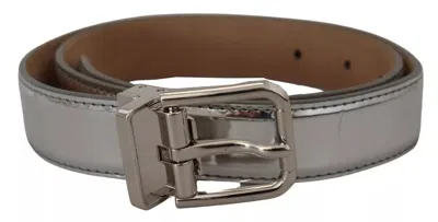 Pre-owned Dolce & Gabbana Silver Leather Metal Buckle Women's Belt ()