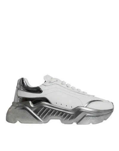 Pre-owned Dolce & Gabbana Silver White Daymaster Low Top Sneakers Women's Shoes ()