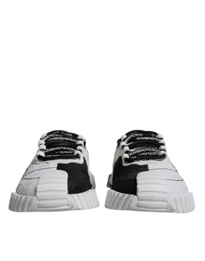 Pre-owned Dolce & Gabbana White Black Low Top Ns1 Sneakers Women's Shoes () In Black And White