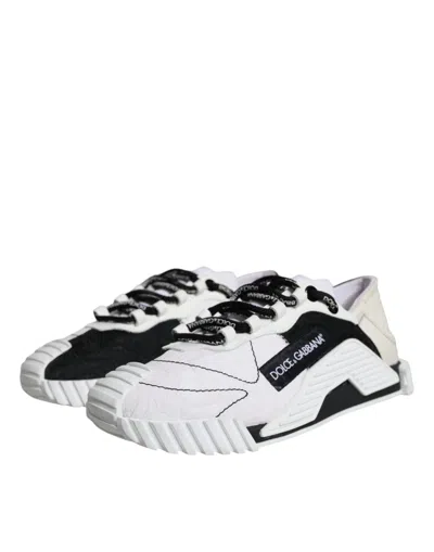 Pre-owned Dolce & Gabbana White Black Low Top Ns1 Sneakers Women's Shoes () In Black And White