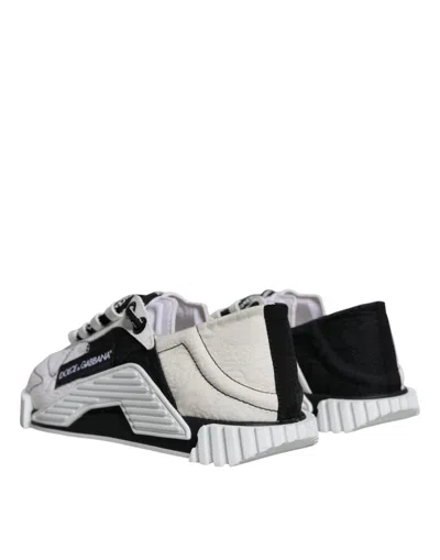 Pre-owned Dolce & Gabbana White Black Low Top Ns1 Sneakers Women's Shoes () In Black And White