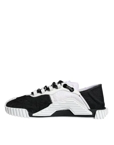 Pre-owned Dolce & Gabbana White Black Low Top Ns1 Sneakers Women's Shoes () In Black And White
