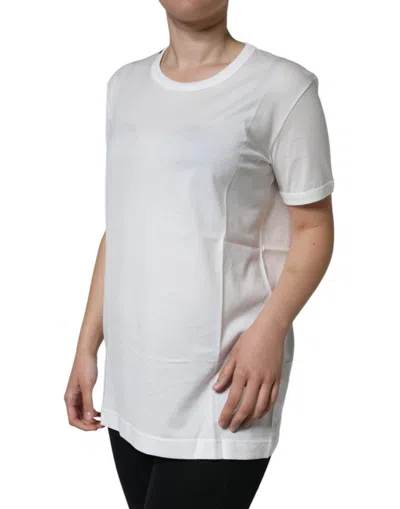 Dolce & Gabbana White Cotton Crew Neck Short Sleeve T-shirt In White