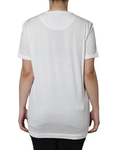 Dolce & Gabbana White Cotton Crew Neck Short Sleeve T-shirt In White