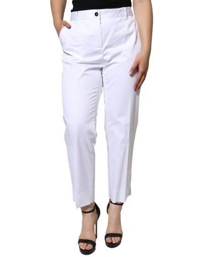 Pre-owned Dolce & Gabbana White Cotton Mid Waist Tapered Denim Women's Jeans ()