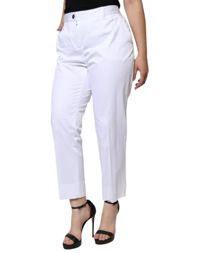 Pre-owned Dolce & Gabbana White Cotton Mid Waist Tapered Denim Women's Jeans ()
