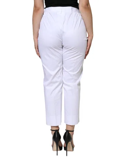 Pre-owned Dolce & Gabbana White Cotton Mid Waist Tapered Denim Women's Jeans ()