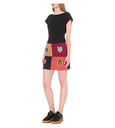 Shop Stella Mccartney Contrast-panel Wool-blend Skirt In Ink