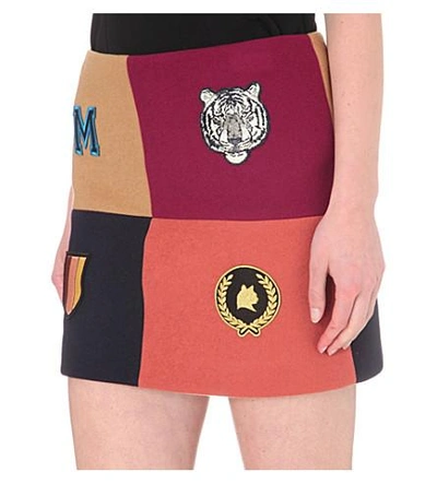 Shop Stella Mccartney Contrast-panel Wool-blend Skirt In Ink