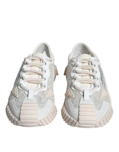 Pre-owned Dolce & Gabbana White Lace Ns1 Low Top Sneaker Sports Women's Shoes ()