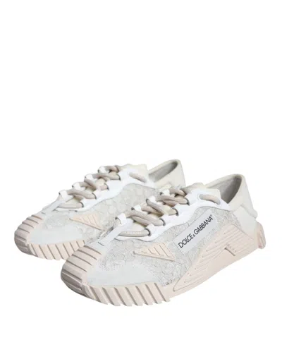Pre-owned Dolce & Gabbana White Lace Ns1 Low Top Sneaker Sports Women's Shoes ()