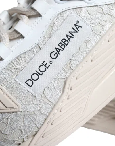 Pre-owned Dolce & Gabbana White Lace Ns1 Low Top Sneaker Sports Women's Shoes ()