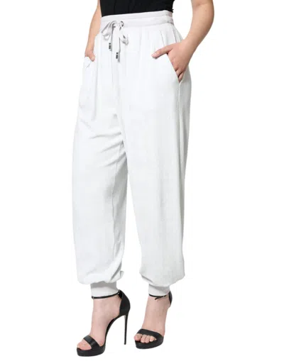 Dolce & Gabbana White Nylon Jogger Sweatwomen's Women's Pants In White