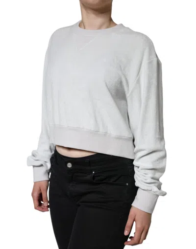 Dolce & Gabbana White Nylon Stretch Crew Neck Pullover Sweater In White