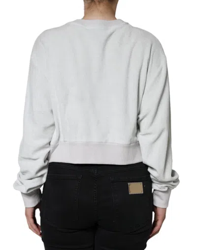 Dolce & Gabbana White Nylon Stretch Crew Neck Pullover Sweater In White