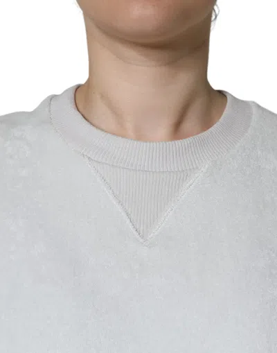 Dolce & Gabbana White Nylon Stretch Crew Neck Pullover Sweater In White