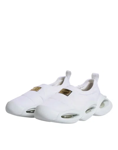 Dolce & Gabbana White Padded Fabric Low Top Sneakers Women's Shoes In White