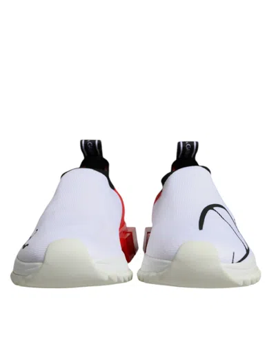 Pre-owned Dolce & Gabbana White Red Low Top Sorrento Men Sneakers Women's Shoes () In White And Red